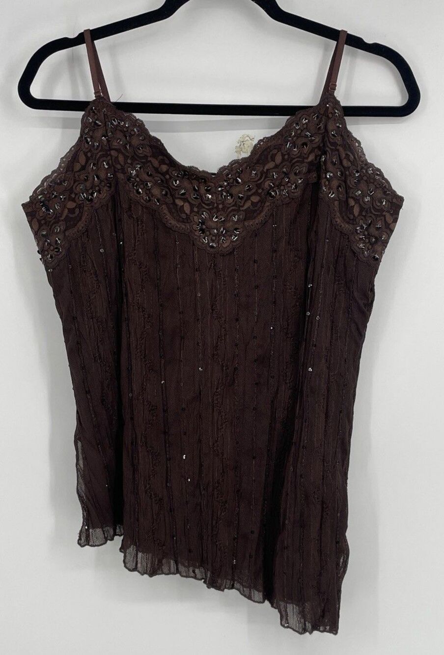 Y2K Studio 1940 Brown Lace Sequin Cami Top Fairy Grunge Goth XL